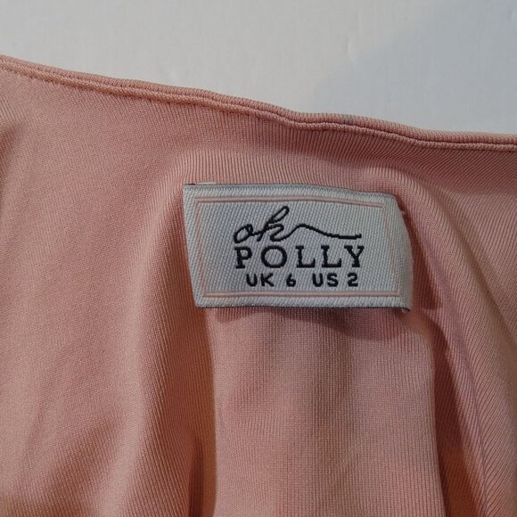 Oh Polly Flatter Me Pink Ruched Long Sleeve Bodycon Mini Dress Women Size 2 - Picture 5 of 12